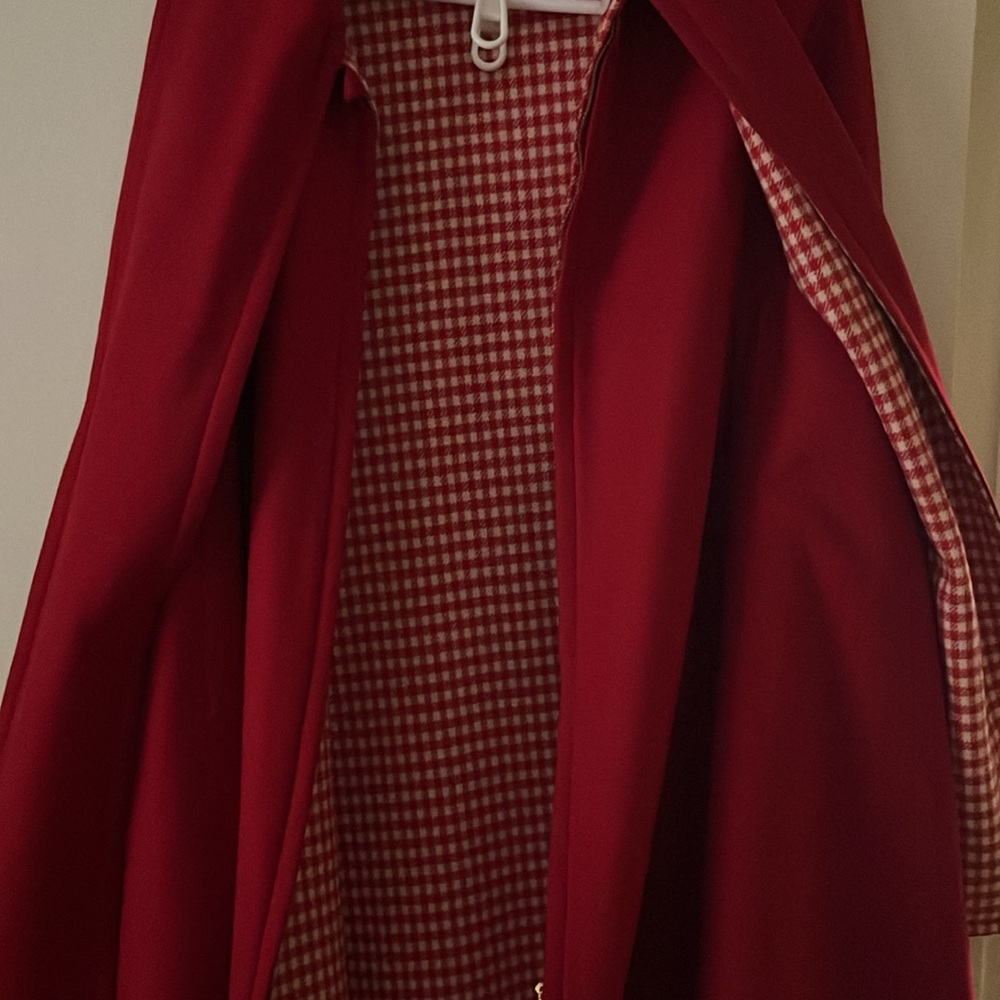 Bill Atkinson glen of Michigan wool red poncho jacket red and white checkered - Picture 4 of 5